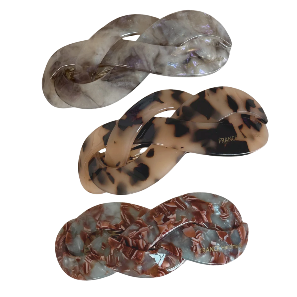 acheter 3 barrettes tressées couleurs turtle bleu café sirène grise