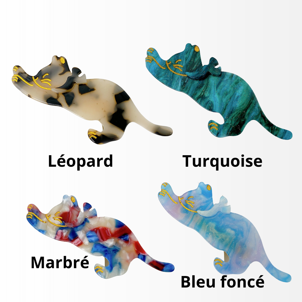 barrette cheveux acétate 4 chats couleur fonce