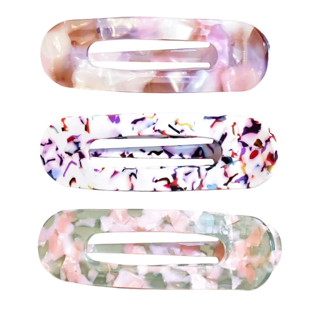 barrette cheveux femme 3 couleurs rose multicolore vert