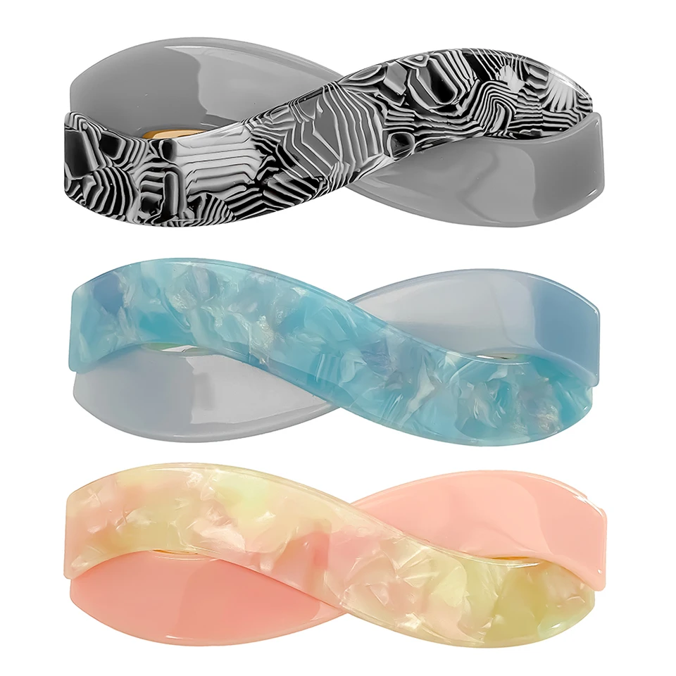 Lot 3 barrettes noir bleu rose