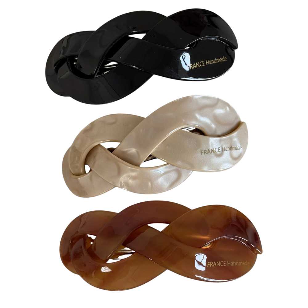 acheter 3 barrettes tressées couleurs noir lait blanc café