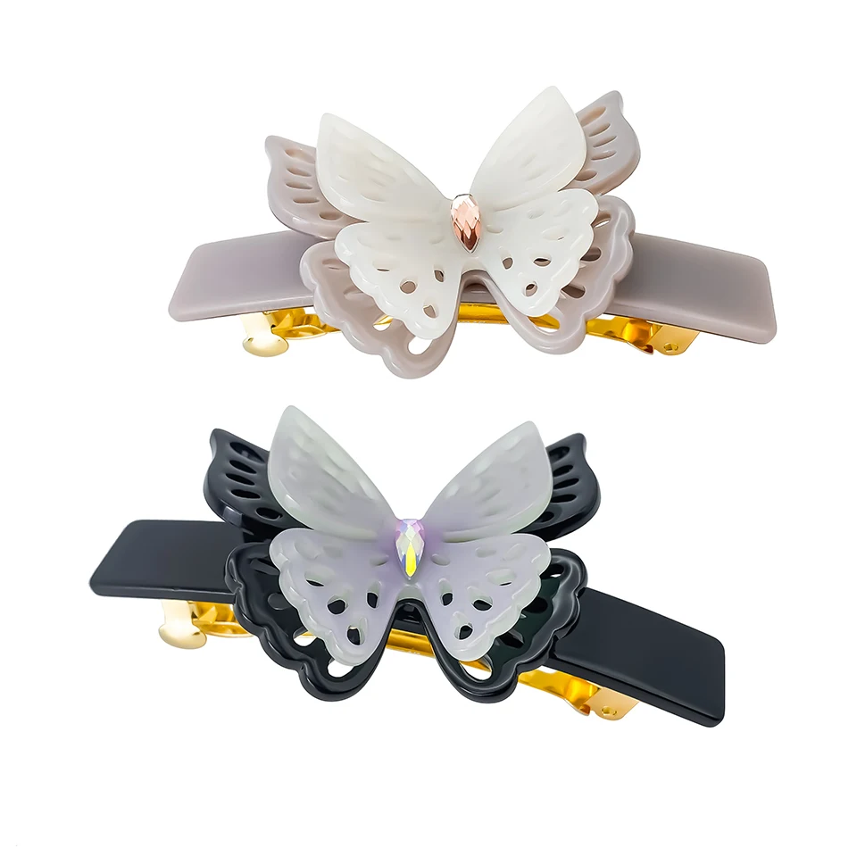 acheter lot 2 barrettes papillons noir ou gris
