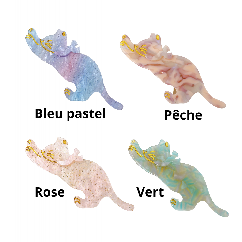 barrette cheveux acétate chat 4 couleur claire