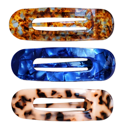barrette cheveux femme 3 couleurs bleu léopard brun