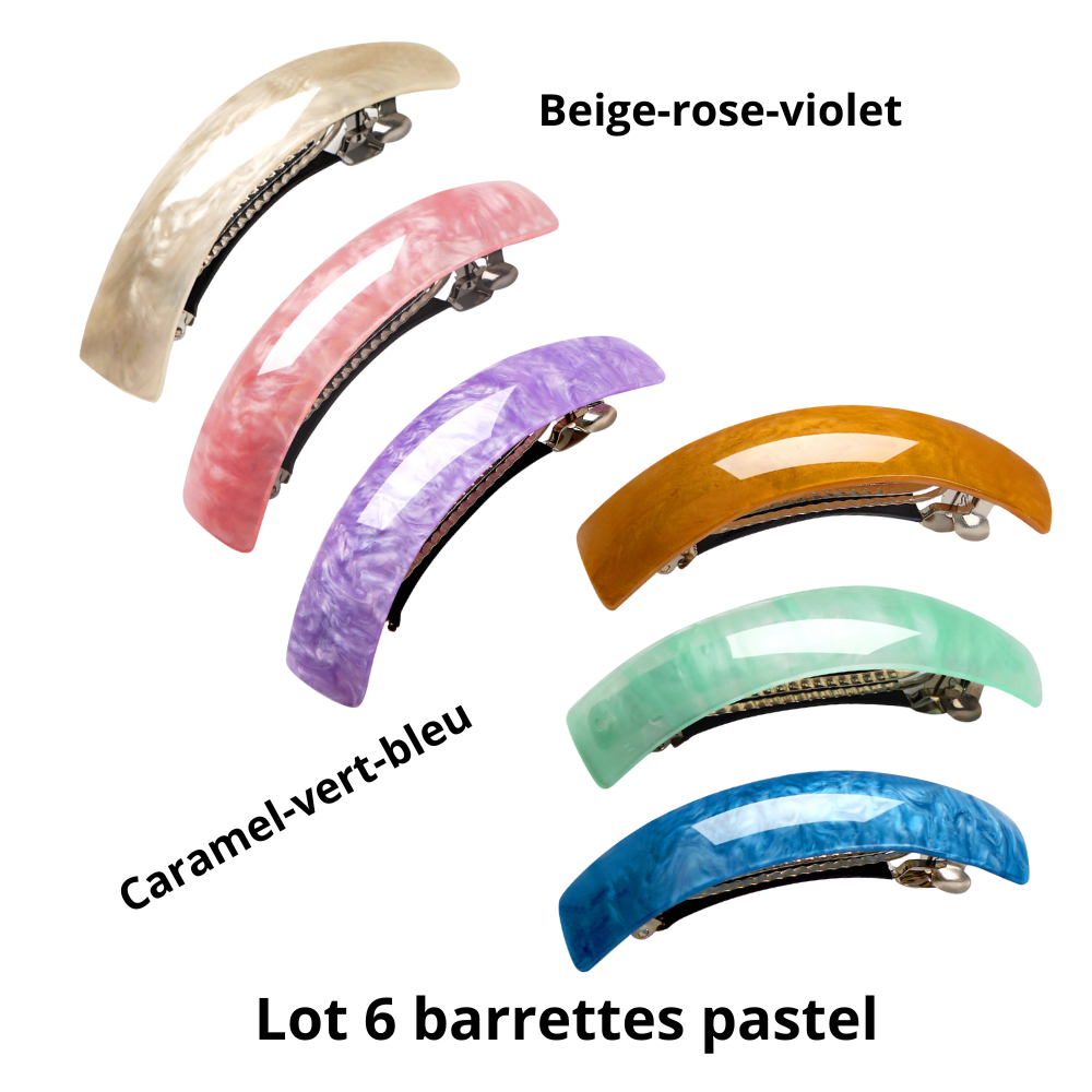 barrette pour cheveux lot 6 couleur pastel