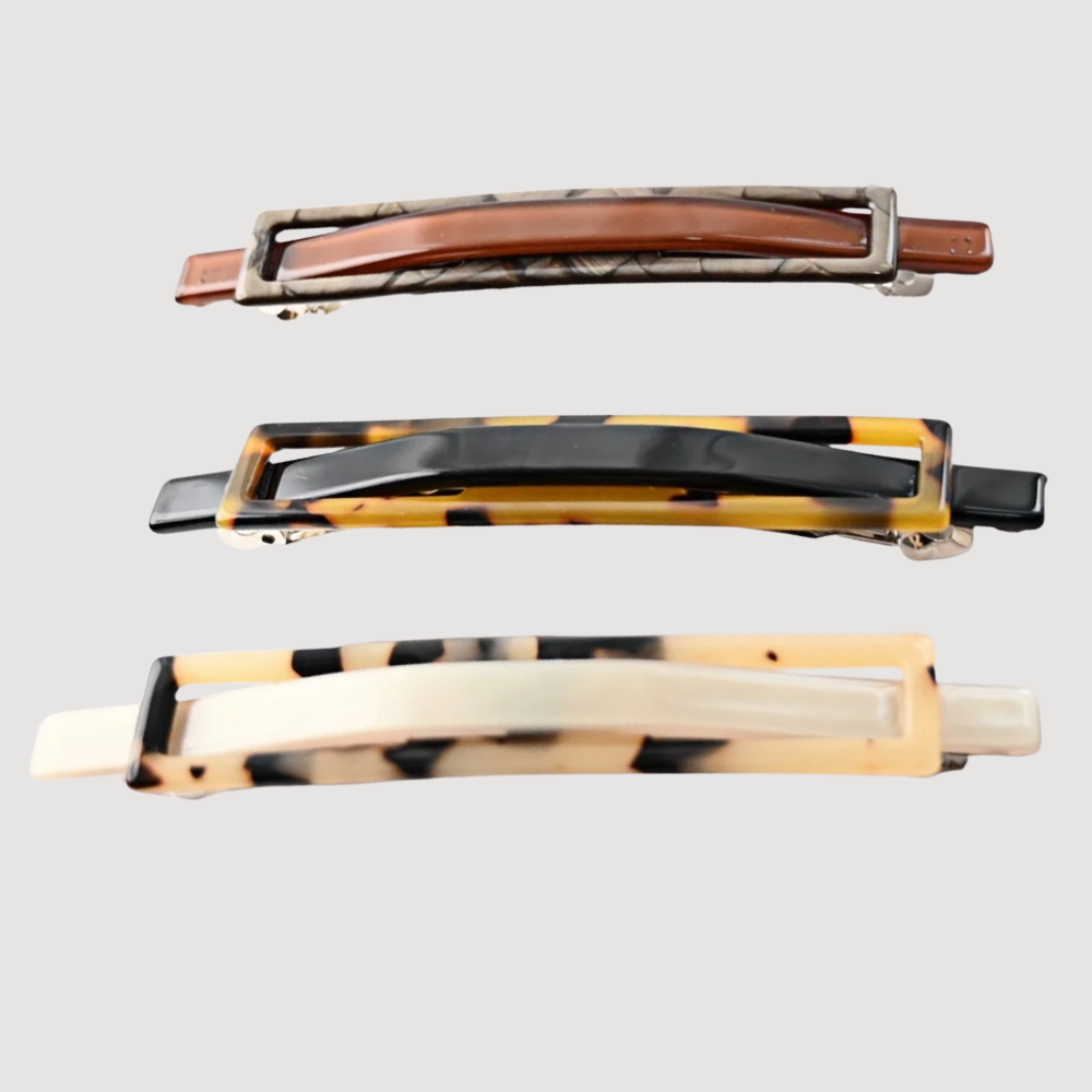 barrette pour les cheveux blanc noir brun lot 3