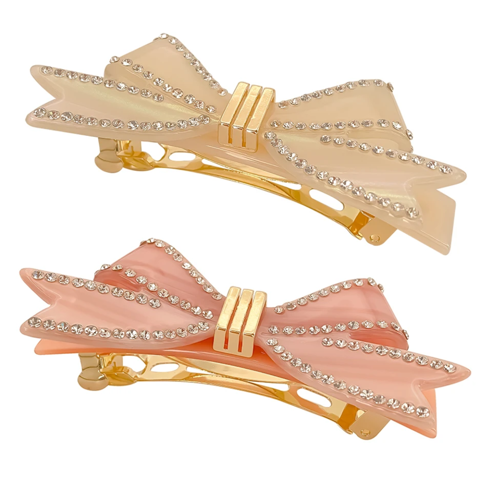 barrettes beige et rose