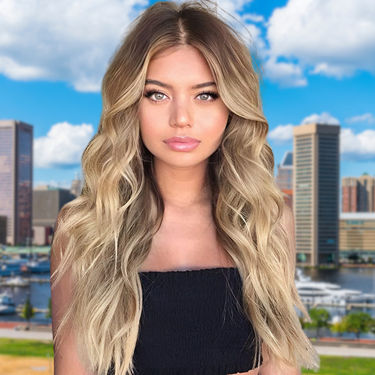 femme porte perruque blonde ombrée en ville